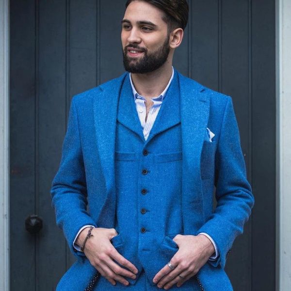 men's suits & blazers (jacket+pants+vest) autumn classic tweed blue 3 piece groomsman for wedding formal prom suit party evening blazer, White;black
men's suits & blazers (jacket+pants+vest) autumn classic tweed blue 3 piece groomsman for wedding formal prom suit party evening blazer, White;black