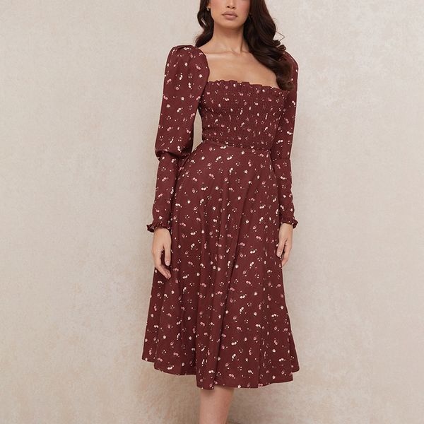 2021 new autumn print pleast women spring square collar petal sleeve female split slim midi party vestidos h6sw, Black;gray
2021 new autumn print pleast women spring square collar petal sleeve female split slim midi party vestidos h6sw, Black;gray