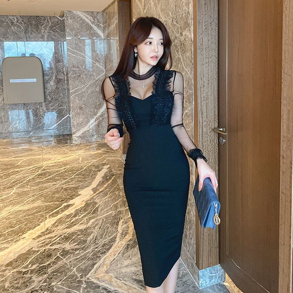 korean style midi mesh transparent shreds lace high-waisted frilly waistband sheath dress party women sbes, Black;gray
korean style midi mesh transparent shreds lace high-waisted frilly waistband sheath dress party women sbes, Black;gray