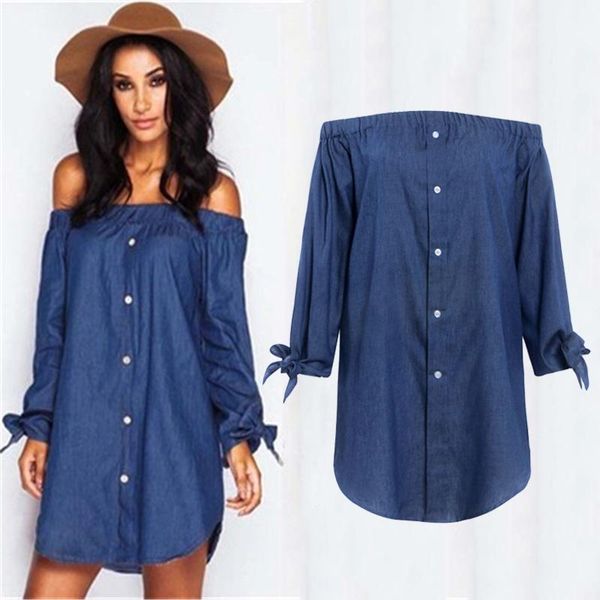 casual dresses women denim dress off shoulder long sleeve loose bow shirt button solid color slash neck party short, Black;gray
casual dresses women denim dress off shoulder long sleeve loose bow shirt button solid color slash neck party short, Black;gray
