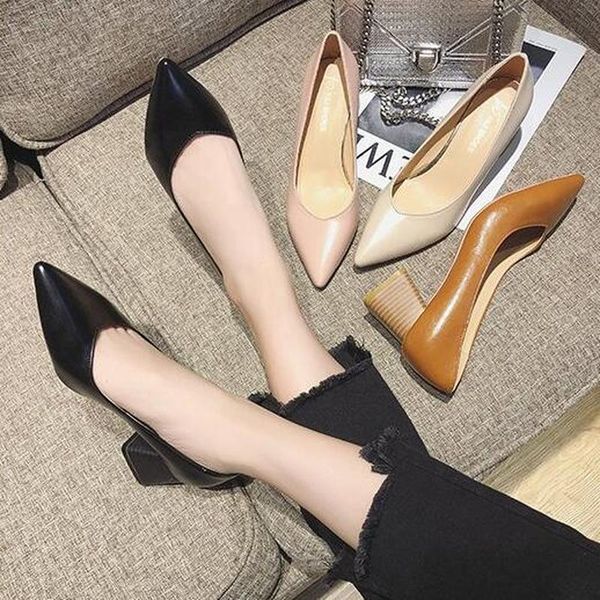 dress shoes spring pointed high heels womens shallow 5cm square heel wild women's fashion simple single women, Black
dress shoes spring pointed high heels womens shallow 5cm square heel wild women's fashion simple single women, Black
