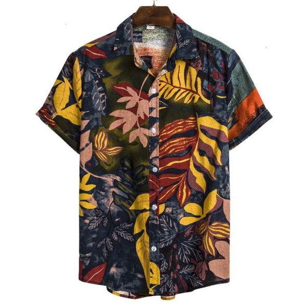 short sleeve 2021 men's summer new large casual hawaiian printed shirt for men, White;black
short sleeve 2021 men's summer new large casual hawaiian printed shirt for men, White;black