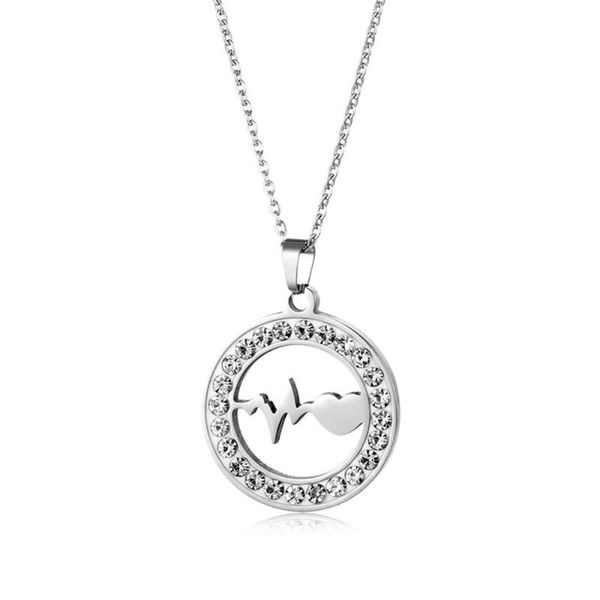 pendant necklaces stainless steel necklace crystal rhinestone ecg heartbeat for women wedding valentine's day, Silver
pendant necklaces stainless steel necklace crystal rhinestone ecg heartbeat for women wedding valentine's day, Silver