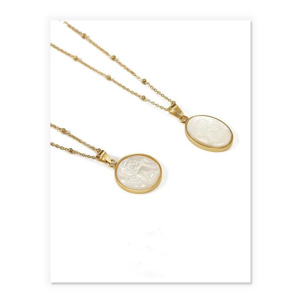 chains plating gold fashion angel round pendant titanium steel natural shell baroque pearl necklace gifts for women jewelry goth, Silver
chains plating gold fashion angel round pendant titanium steel natural shell baroque pearl necklace gifts for women jewelry goth, Silver