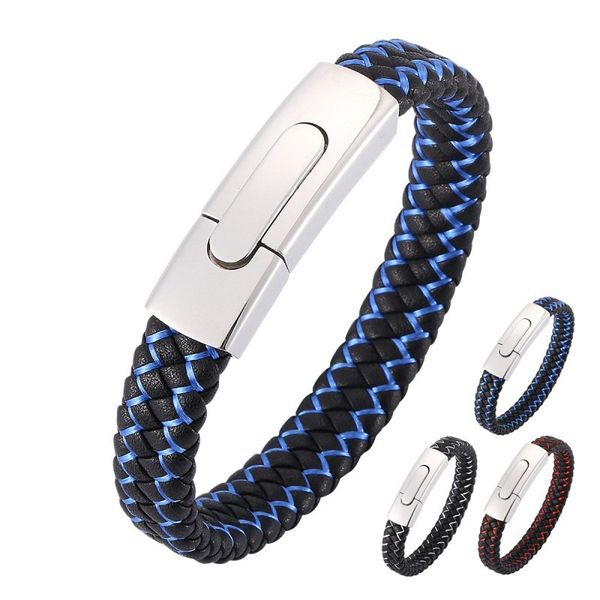 cool men style braid leather bangle bracelet stainless steel buckle bracelets jewelry, Black
cool men style braid leather bangle bracelet stainless steel buckle bracelets jewelry, Black