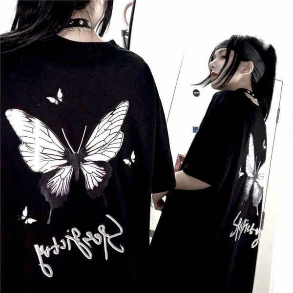 2021 new korean summer released harajuku bf dark gothic punk butterfly female short-sleeved couple stxq, White
2021 new korean summer released harajuku bf dark gothic punk butterfly female short-sleeved couple stxq, White