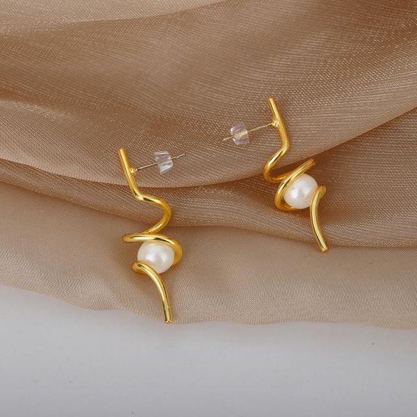 stud twisted vintage earrings for women pearl stainless steel earring luxury charm wedding jewelry fashion baroque handmade gifts, Golden;silver
stud twisted vintage earrings for women pearl stainless steel earring luxury charm wedding jewelry fashion baroque handmade gifts, Golden;silver