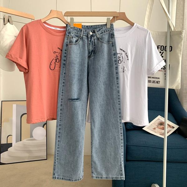 women's jeans trendy spring women vintage casual loose pants washed ripped straight trousers female wide legs high waist, Blue
women's jeans trendy spring women vintage casual loose pants washed ripped straight trousers female wide legs high waist, Blue