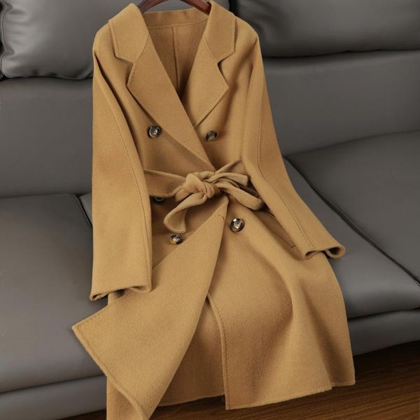 women's wool & blends in autumn and winter of 2021, the medium long double-sided cashmere coat is a female korean loose belt, Black
women's wool & blends in autumn and winter of 2021, the medium long double-sided cashmere coat is a female korean loose belt, Black