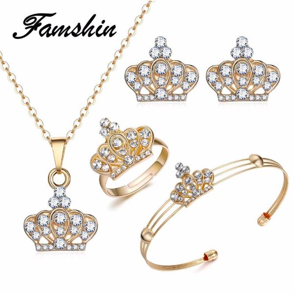 earrings & necklace famshin 2021 latest gold color crown bridal jewelry set hollow flower necklace/earrings/ring/bracelet wedding for, Silver
earrings & necklace famshin 2021 latest gold color crown bridal jewelry set hollow flower necklace/earrings/ring/bracelet wedding for, Silver
