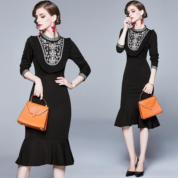 casual dresses elegant vintage women black print slim tunic ruffle dress evening party clothing office lady long sleeve, Black;gray
casual dresses elegant vintage women black print slim tunic ruffle dress evening party clothing office lady long sleeve, Black;gray