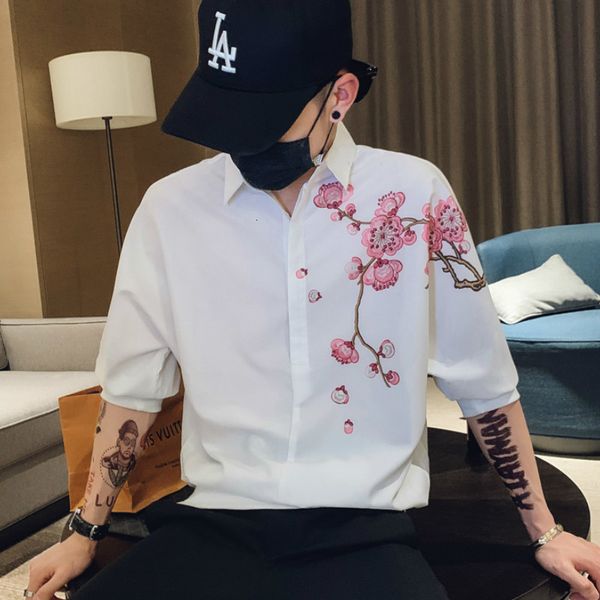 flower of the men with short sleeves fine casual fitting shirts dressed chinese style streetwear social male umdu, White;black
flower of the men with short sleeves fine casual fitting shirts dressed chinese style streetwear social male umdu, White;black
