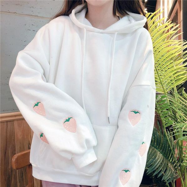 women's hoodies & sweatshirts harajuku strawberry embroidered female autumn loose hooded plush pullover pink student cotton, Black
women's hoodies & sweatshirts harajuku strawberry embroidered female autumn loose hooded plush pullover pink student cotton, Black