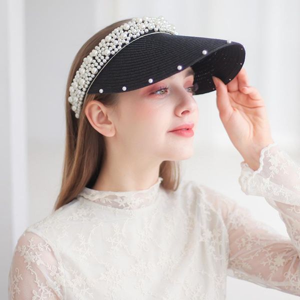 wide brim hats summer empty beach straw with pearls handmade visor hat for woman sun 2021 fashion anti-uv outdoor casual caps, Blue;gray
wide brim hats summer empty beach straw with pearls handmade visor hat for woman sun 2021 fashion anti-uv outdoor casual caps, Blue;gray