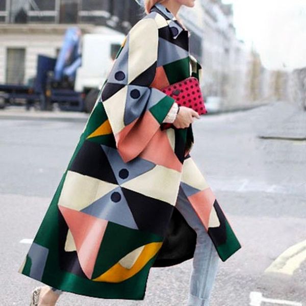 women's wool & blends 2021 autumn/winter fashion geometric print loose long coats for women multicolor turn-down collar coat donsigent, Black
women's wool & blends 2021 autumn/winter fashion geometric print loose long coats for women multicolor turn-down collar coat donsigent, Black