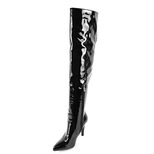 pointed super high stiletto patent over-the-knee shiny short stuffed leather side zipper boots dn70, Black
pointed super high stiletto patent over-the-knee shiny short stuffed leather side zipper boots dn70, Black