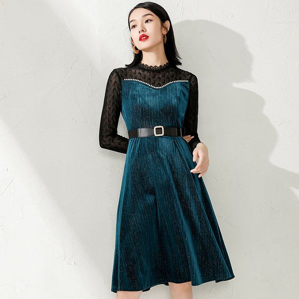 cold style high-grade velvet dress autumn 2021 new womens temperament high waist slim-fitting patchwork lace dress, Black;gray
cold style high-grade velvet dress autumn 2021 new womens temperament high waist slim-fitting patchwork lace dress, Black;gray