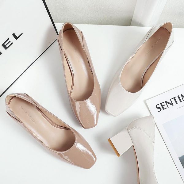 dress shoes square heel woman pumps 2021 summer toe slip-on nude beige comfortable career office lady patent leather high, Black
dress shoes square heel woman pumps 2021 summer toe slip-on nude beige comfortable career office lady patent leather high, Black