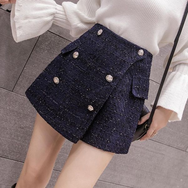 women's shorts autumn winter tweed short skirts womens fashion double-breasted high waist woolen ladies elagant culottes, White;black
women's shorts autumn winter tweed short skirts womens fashion double-breasted high waist woolen ladies elagant culottes, White;black