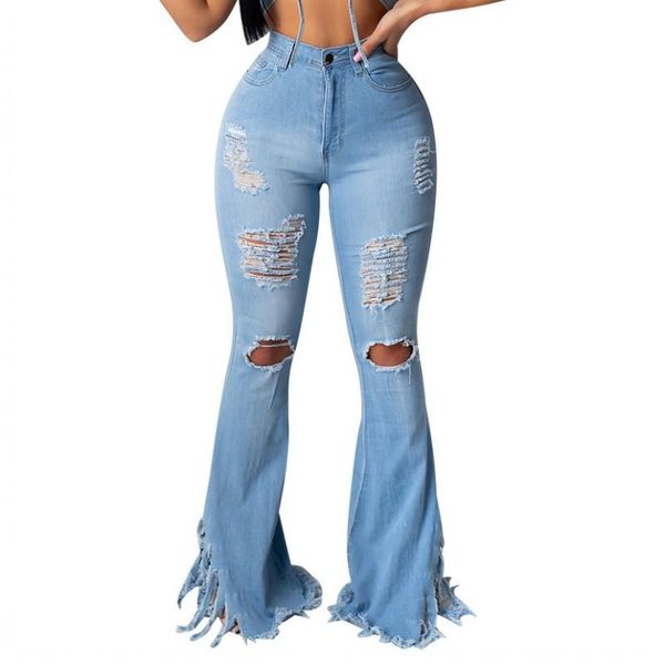 women's jeans ripped for women clothes mid waist fashion vintage distressed summer tassel flare pants denim trousers, Blue
women's jeans ripped for women clothes mid waist fashion vintage distressed summer tassel flare pants denim trousers, Blue