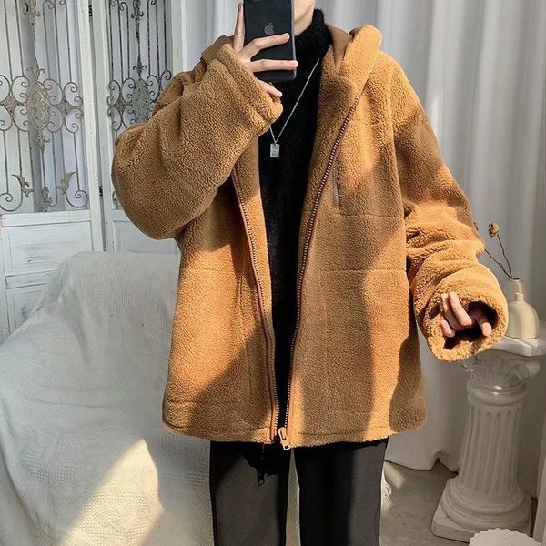 2021 winter thick lamb wool jacket men's warm fashion retro casual hooded men wild short coat mens clothes m-2xl fk19, Black
2021 winter thick lamb wool jacket men's warm fashion retro casual hooded men wild short coat mens clothes m-2xl fk19, Black