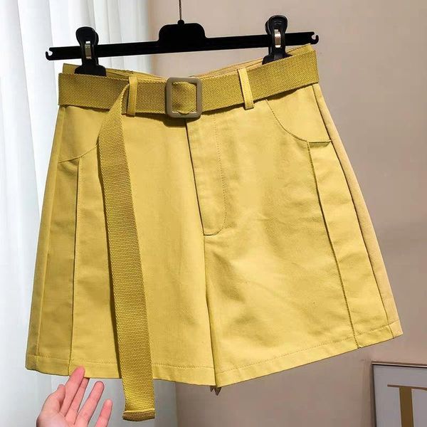 women's shorts korean summer fashion ladies womens xxl yellow white black with belt , casual high waist wide leg for woman
women's shorts korean summer fashion ladies womens xxl yellow white black with belt , casual high waist wide leg for woman
