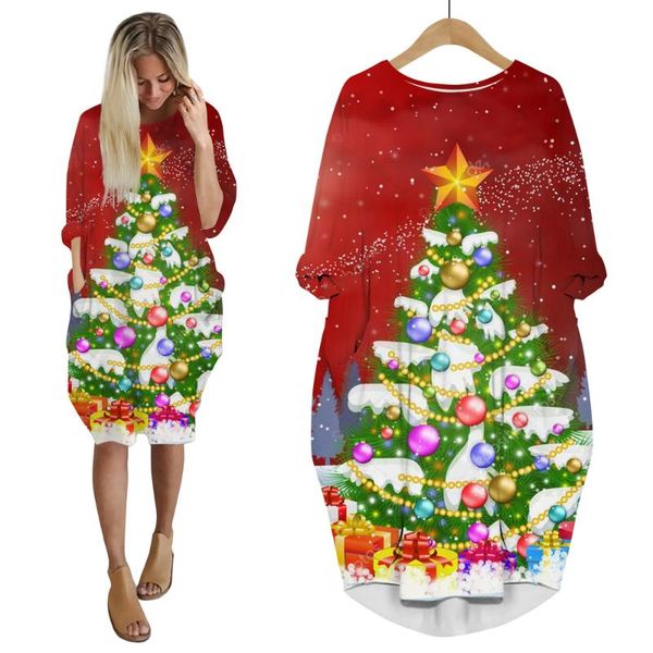 casual dresses cloocl merry christmas dress 3d printed tree snowman women long sleeve harajuku streetwear drop, Black;gray 
casual dresses cloocl merry christmas dress 3d printed tree snowman women long sleeve harajuku streetwear drop, Black;gray
