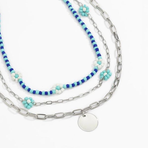 chains multilayer chain necklaces for women blue acrylic beads with metal chokers flower charms pendant necklace, Silver
chains multilayer chain necklaces for women blue acrylic beads with metal chokers flower charms pendant necklace, Silver