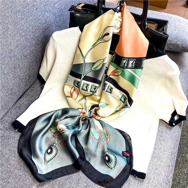scarves horse 90cm square scarf fashion for women female silk shawl bandana head hijab scarfs warps, Blue;gray
scarves horse 90cm square scarf fashion for women female silk shawl bandana head hijab scarfs warps, Blue;gray