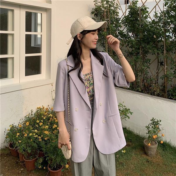 women's suits & blazers purple blazer women thin coat spring summer 2021 fashion korean loose half sleeve double breasted casual small, White;black
women's suits & blazers purple blazer women thin coat spring summer 2021 fashion korean loose half sleeve double breasted casual small, White;black