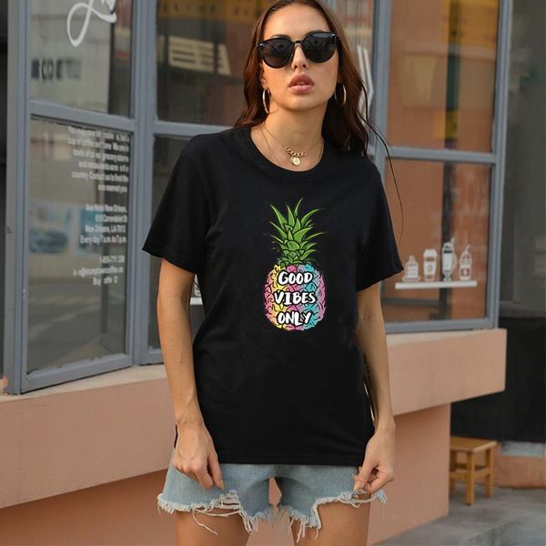 women's t-shirt good vibes only funny printed ananas graphic tshirt contracted aesthetic harajuku tee fashion summer cartoon fruits, White
women's t-shirt good vibes only funny printed ananas graphic tshirt contracted aesthetic harajuku tee fashion summer cartoon fruits, White