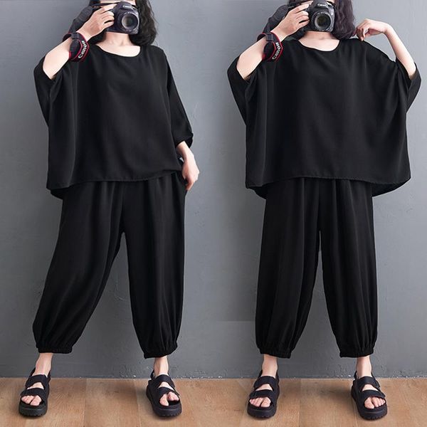 women's two piece pants summer women black set simple t-shirts and casual loose pullover two-piece suit lantern trousers beach breathab, White
women's two piece pants summer women black set simple t-shirts and casual loose pullover two-piece suit lantern trousers beach breathab, White