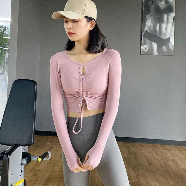 yoga outfit women's fitness thread exposed navel drawstring sports long-sleeved nude slimming training quick-drying breathable wear
yoga outfit women's fitness thread exposed navel drawstring sports long-sleeved nude slimming training quick-drying breathable wear