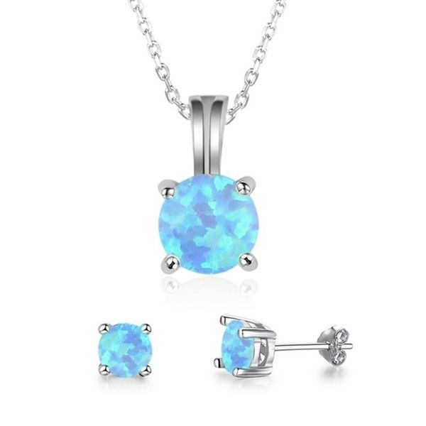 earrings & necklace fashion opal accessories set for women cut round imitation blue fire plant pendant wedding jewelry, Silver
earrings & necklace fashion opal accessories set for women cut round imitation blue fire plant pendant wedding jewelry, Silver
