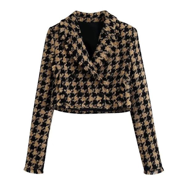 women's suits & blazers bbwm 2021 tweed women vintage houndstooth long sleeve office lady blazer female double breasted streetweaer jac, White;black
women's suits & blazers bbwm 2021 tweed women vintage houndstooth long sleeve office lady blazer female double breasted streetweaer jac, White;black