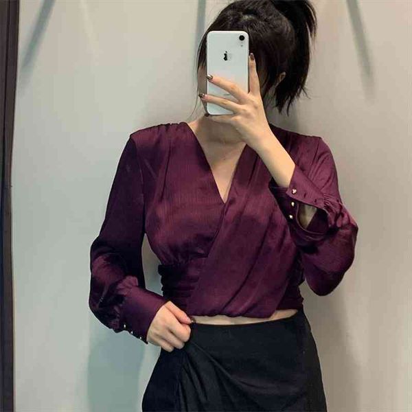 women fashion small pleated hem knot double blouses vintage long sleeve female shirts streetwear, White
women fashion small pleated hem knot double blouses vintage long sleeve female shirts streetwear, White
