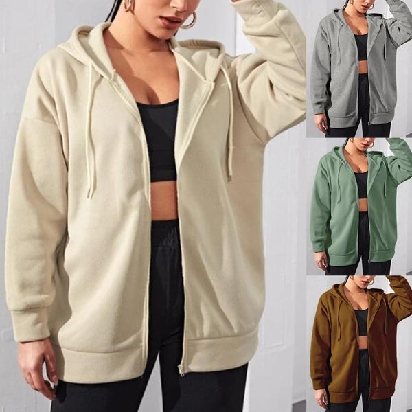 women's wool & blends long sleeve drawstring hooded zip coat autumn and winter solid color casual sports jacket, Black
women's wool & blends long sleeve drawstring hooded zip coat autumn and winter solid color casual sports jacket, Black