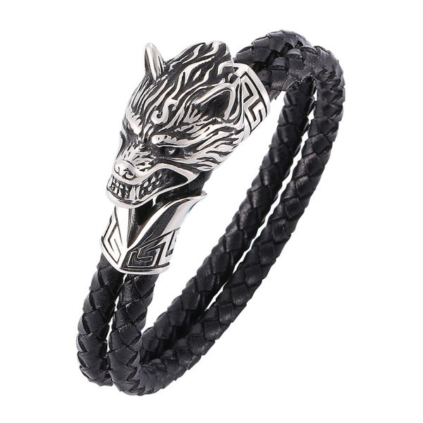 fashion genuine leather stainless steel ravenous wolf charm bracelet, Golden;silver
fashion genuine leather stainless steel ravenous wolf charm bracelet, Golden;silver