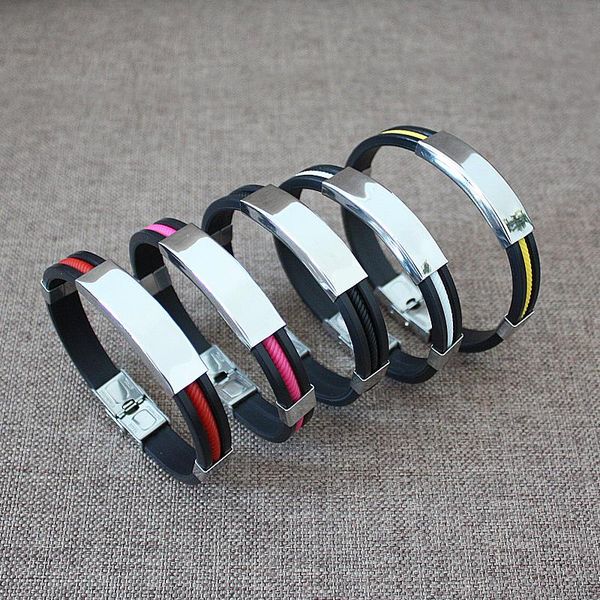 charm bracelets fashion wristband black punk rubber silicone stainless steel men bangles pulseras hombre caucho, Golden;silver
charm bracelets fashion wristband black punk rubber silicone stainless steel men bangles pulseras hombre caucho, Golden;silver