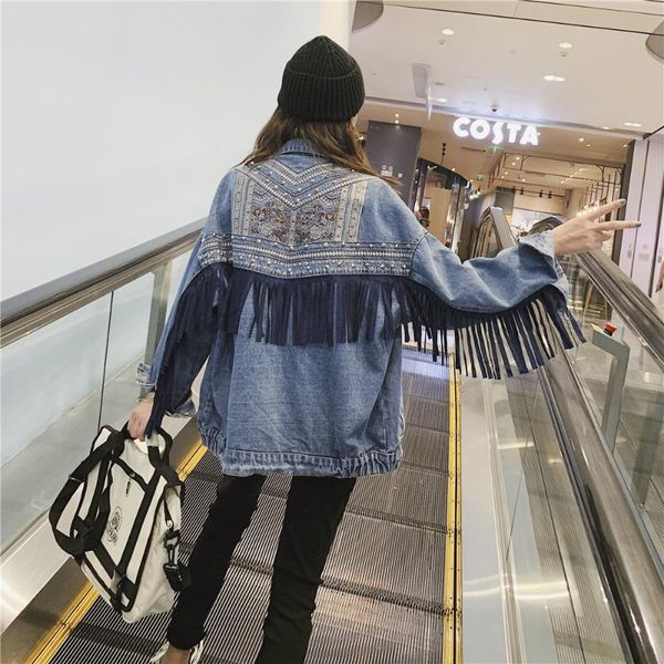 women's jackets yyczf 2021 denim jacket floral embroidery suede fringe loose chaquetas mujer coat long sleeve outerwear women veste fem, Black;brown
women's jackets yyczf 2021 denim jacket floral embroidery suede fringe loose chaquetas mujer coat long sleeve outerwear women veste fem, Black;brown