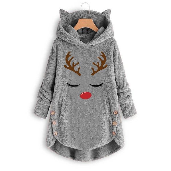 sweatshirt christmas womens long sleeve deer printed warm fleece button kawaii deer ear winter warm hoodies plush hoody blouse, Black
sweatshirt christmas womens long sleeve deer printed warm fleece button kawaii deer ear winter warm hoodies plush hoody blouse, Black
