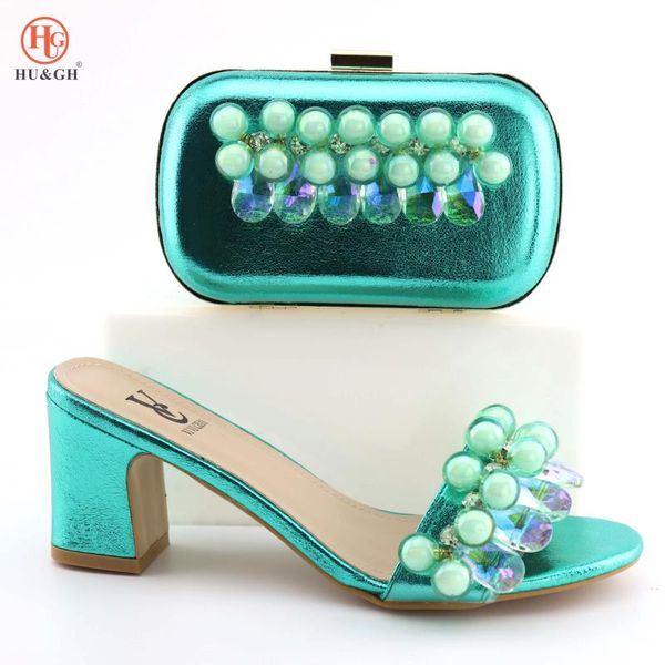 dress shoes and bag set african sets 2021 light green nigeria party matching high heeled women slippers for wedding, Black 
dress shoes and bag set african sets 2021 light green nigeria party matching high heeled women slippers for wedding, Black