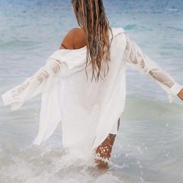 women's blouses & shirts womail 2021 summer women casual solid color cotton ladies beach kimono long cardigan blouse shawl outwear1, White
women's blouses & shirts womail 2021 summer women casual solid color cotton ladies beach kimono long cardigan blouse shawl outwear1, White