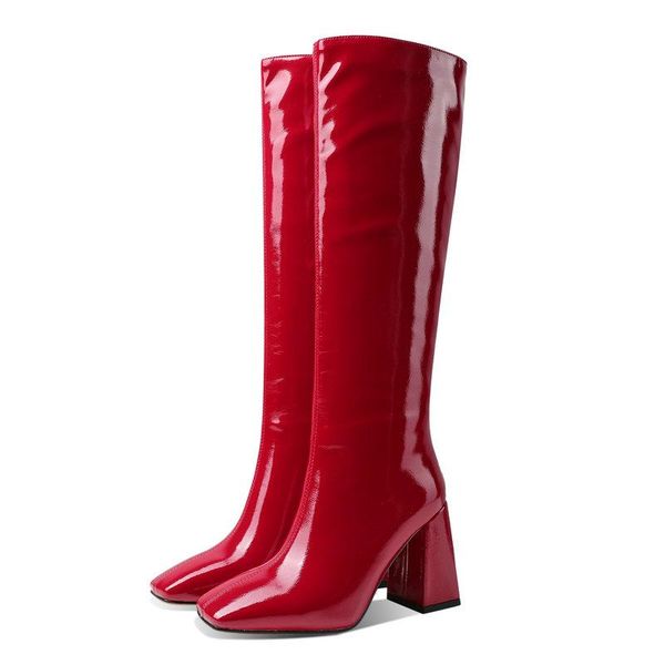 boots black red fashion patent leather high heel women autumn winter square toe knee slip on reflective woman
boots black red fashion patent leather high heel women autumn winter square toe knee slip on reflective woman