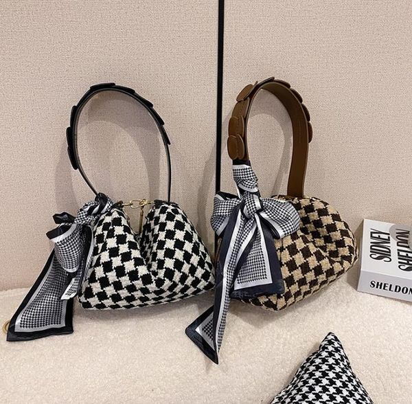 fashion winter pillow bag handbag chain crossbody plaid bags