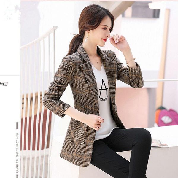 women's suits & blazers blazer women autumn plaid casual suit jacket cotton coat veste femme, White;black
women's suits & blazers blazer women autumn plaid casual suit jacket cotton coat veste femme, White;black