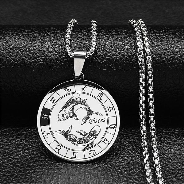 pendant necklaces 12 constellations symbol stainless steel pisces chain women round jewelry collier signe astrologiqu xh253s03, Silver
pendant necklaces 12 constellations symbol stainless steel pisces chain women round jewelry collier signe astrologiqu xh253s03, Silver