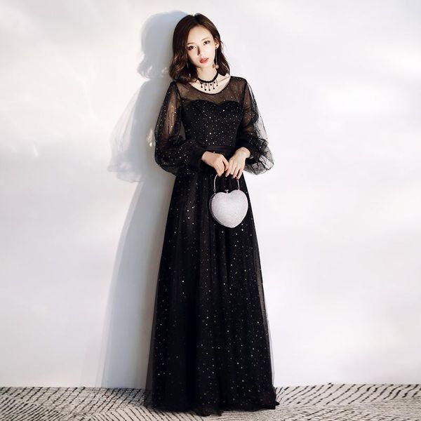 party dresses a-line floor-length formal evening dress elegant scoop long sleeves vestidos 2021, White;black
party dresses a-line floor-length formal evening dress elegant scoop long sleeves vestidos 2021, White;black