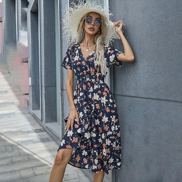 casual dresses 2021 summer dress retro chiffon small floral female fashion v-neck elastic waist short-sleeved a-line beach robe, Black;gray
casual dresses 2021 summer dress retro chiffon small floral female fashion v-neck elastic waist short-sleeved a-line beach robe, Black;gray