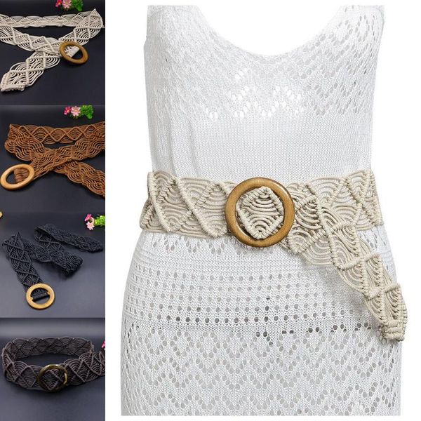 belts vintage wide bohemian for women round wood buckle woven braided rope belt female casual crochet elegant dress waistband, Black;brown
belts vintage wide bohemian for women round wood buckle woven braided rope belt female casual crochet elegant dress waistband, Black;brown